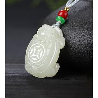 dutrieux和田玉龙龟吊坠男女款铜钱龙头龟玉石挂件项链瑞兽白玉佩玉坠